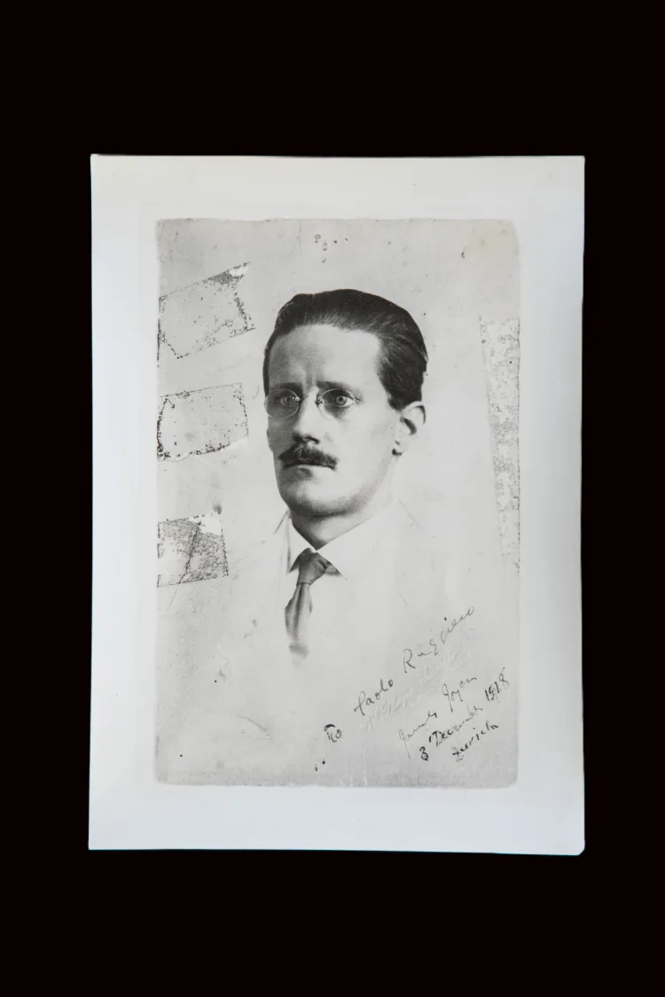 Copy of inscribed portrait photo of James Joyce in 1918