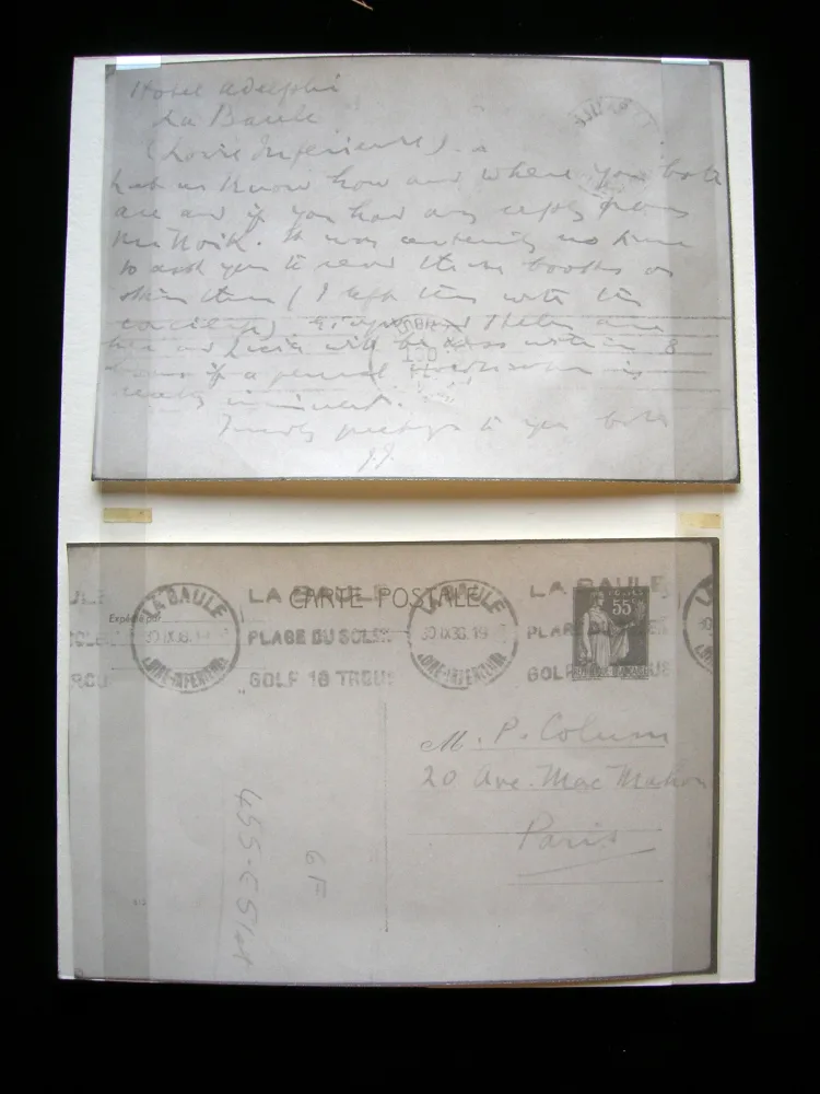 3 copies of postcards from James Joyce to Padraic Colum