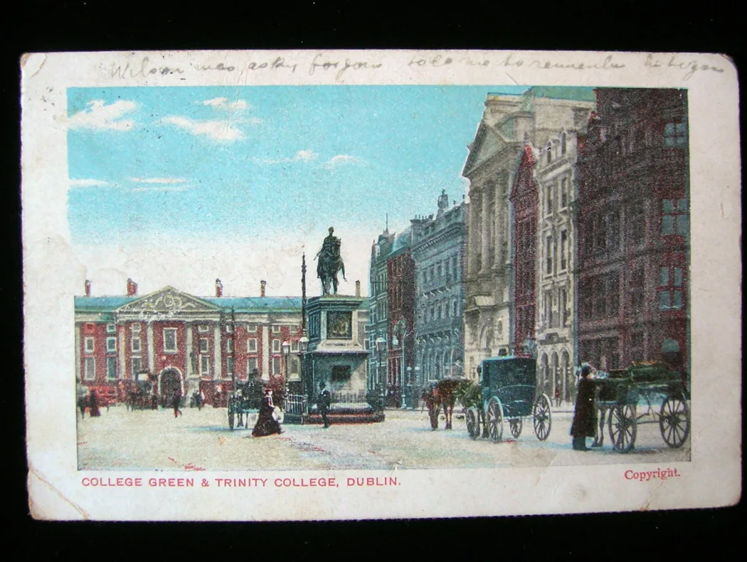 Picture postcard of TCD and College Green, 1904