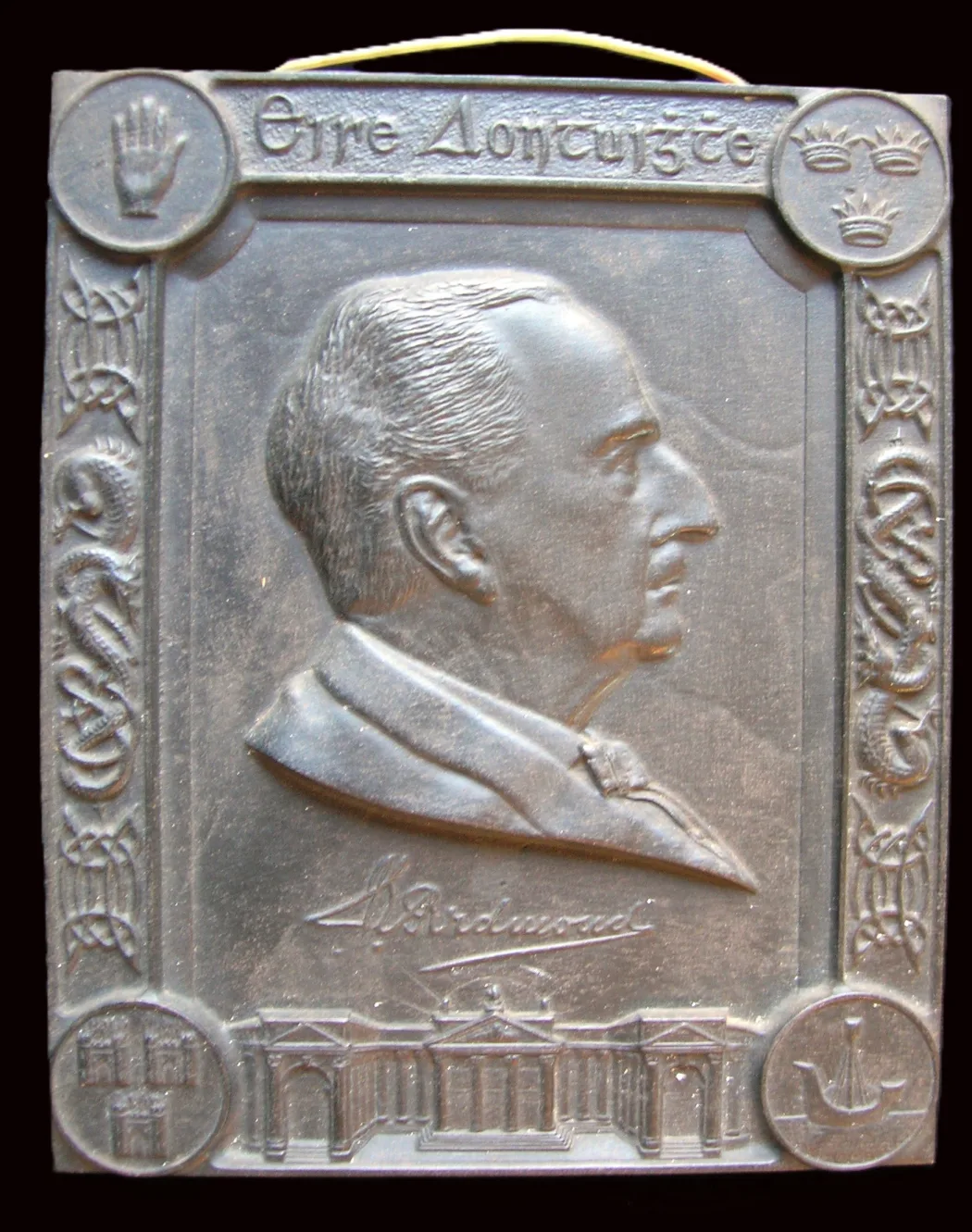 Bronze plaque portrait of John Redmond, 1914