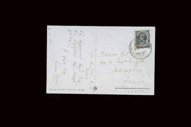 Original MS postcard from James Joyce to Paul Ruggiero, 31 December 1919