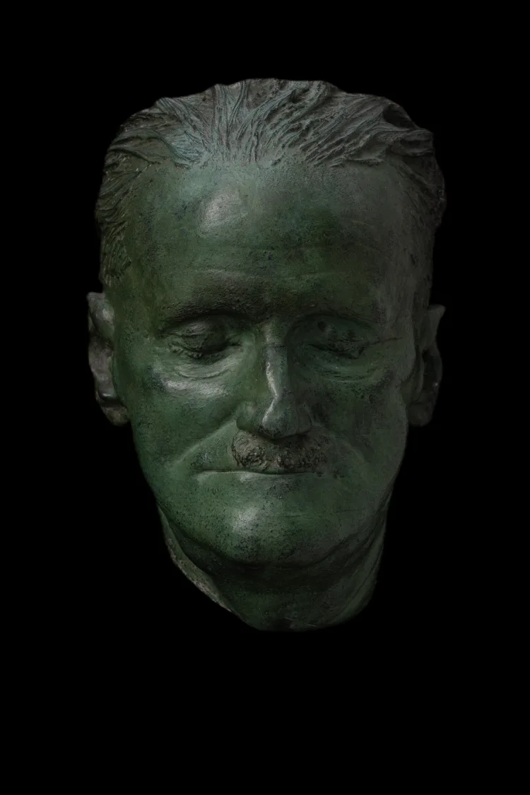 Bronze cast by Werner Schorman 1962 of death mask of James Joyce