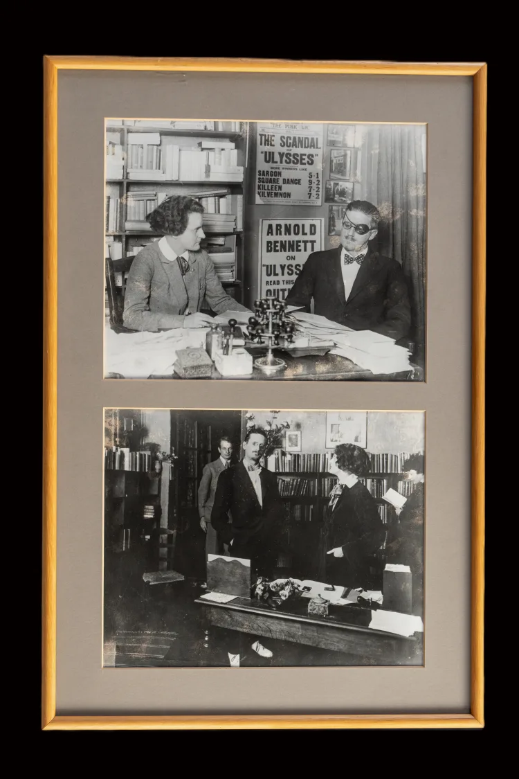 Copies of 2 photos (i) Sylvia Beach & JJ (ii) SB & JJ with John Rodker and Cyprian Beach