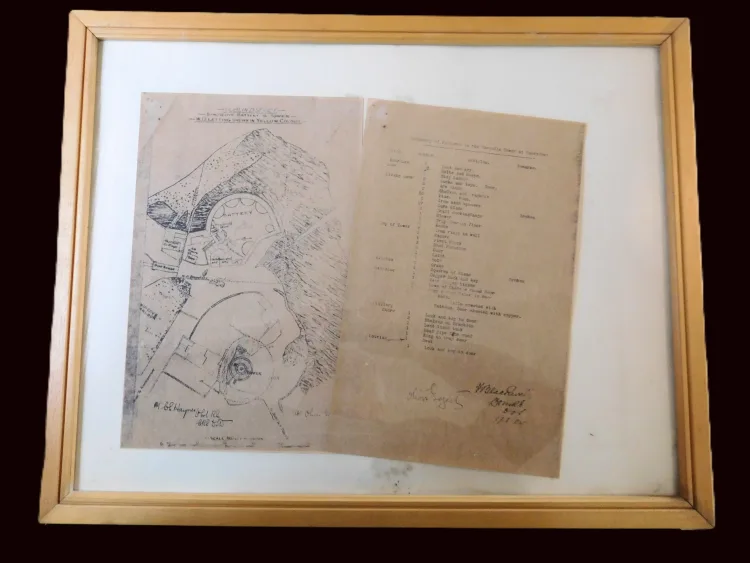 Copy of 6 pages of original lease of the Tower, in 3 frames