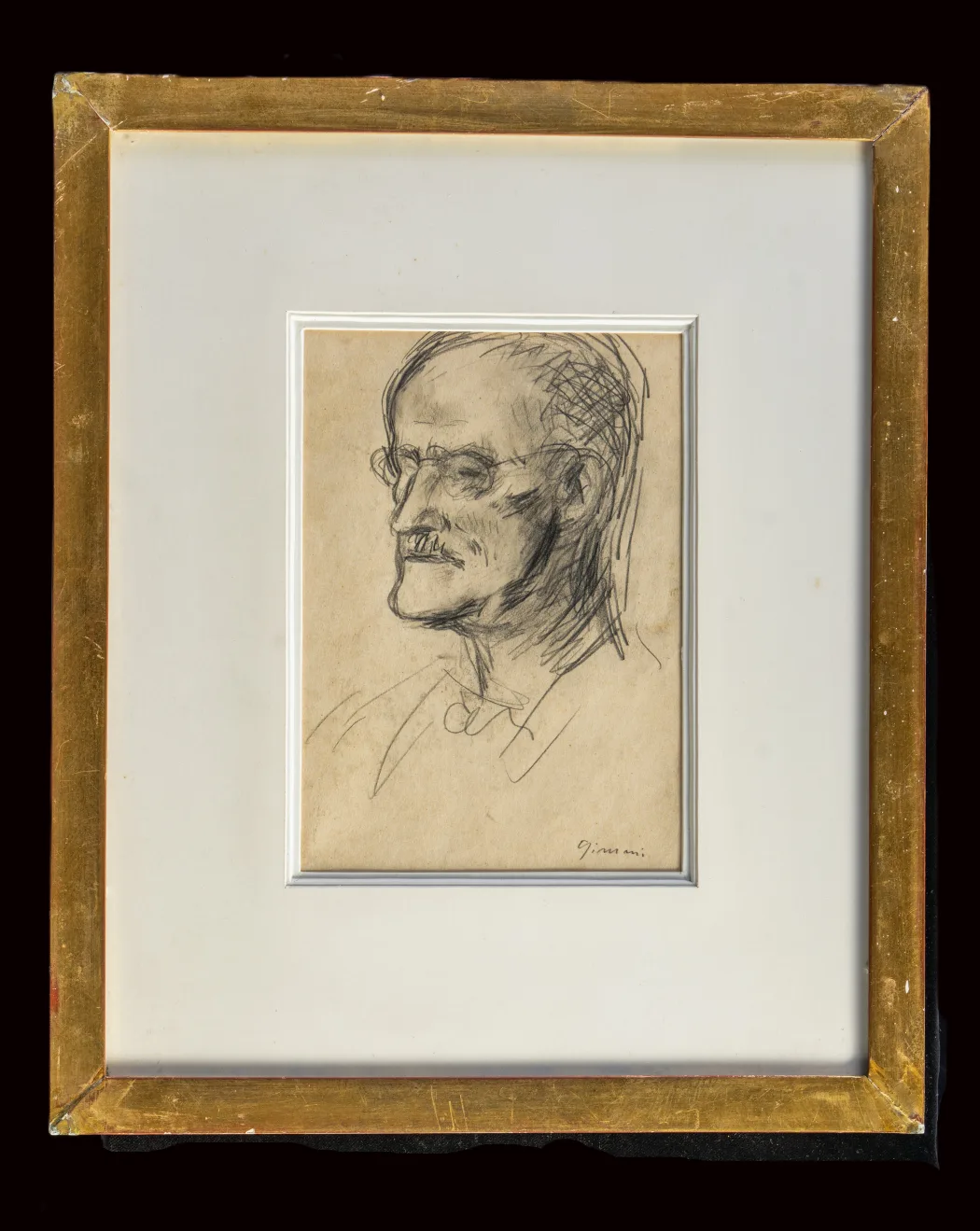 Portrait sketch of James Joyce by Wilhelm Gimmi