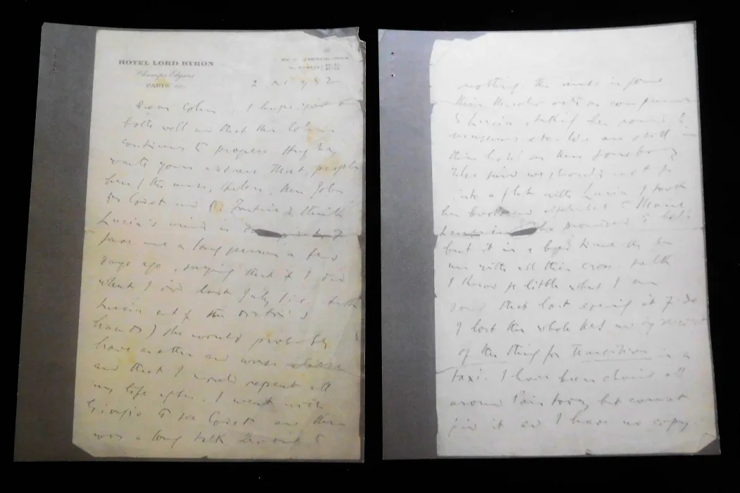 Copies of 2 pp of MS letter from James Joyce to Padraic Colum 1932