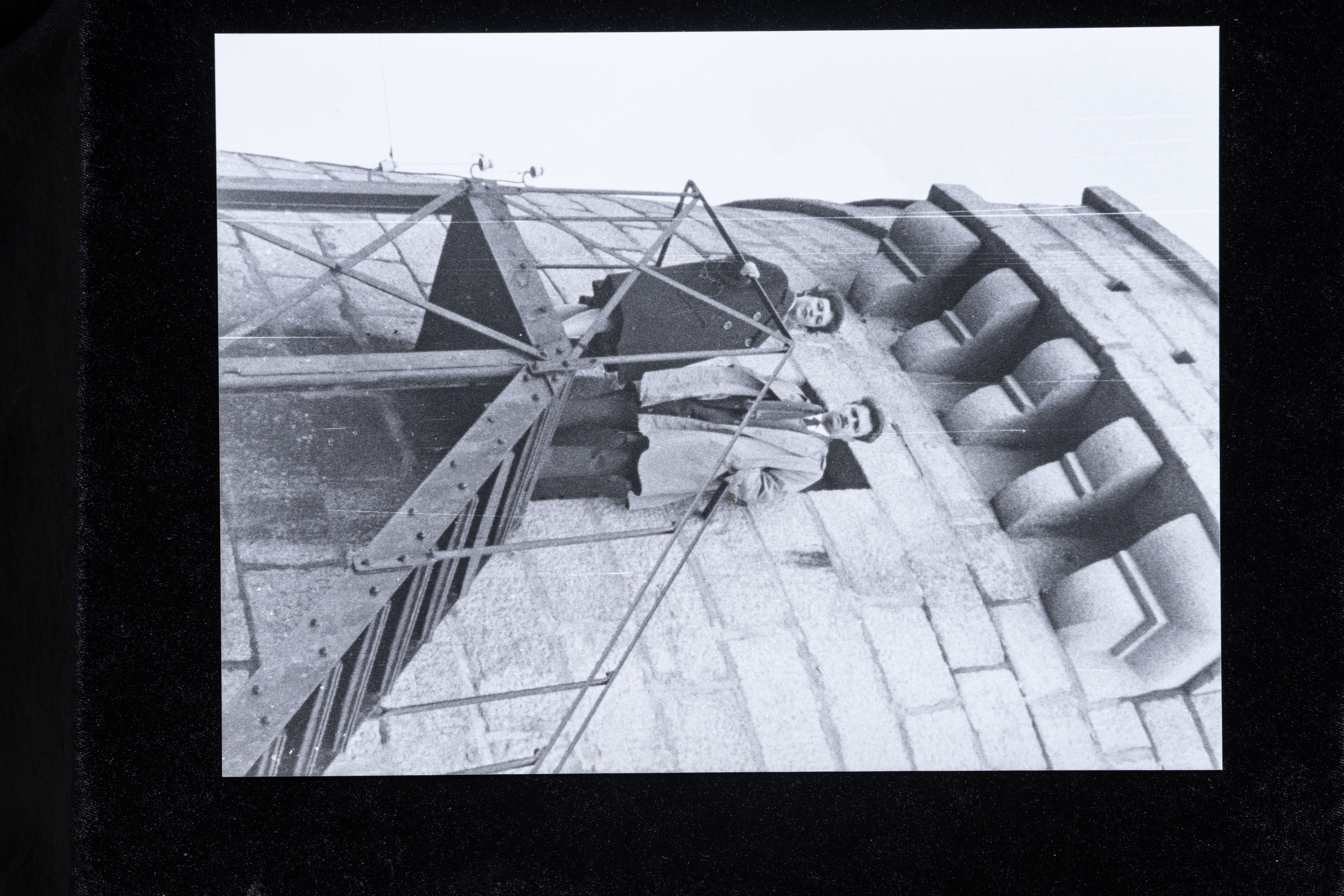 2 photos by Sean Sweeney of Stephen James Joyce and Solange Joyce at the Tower,