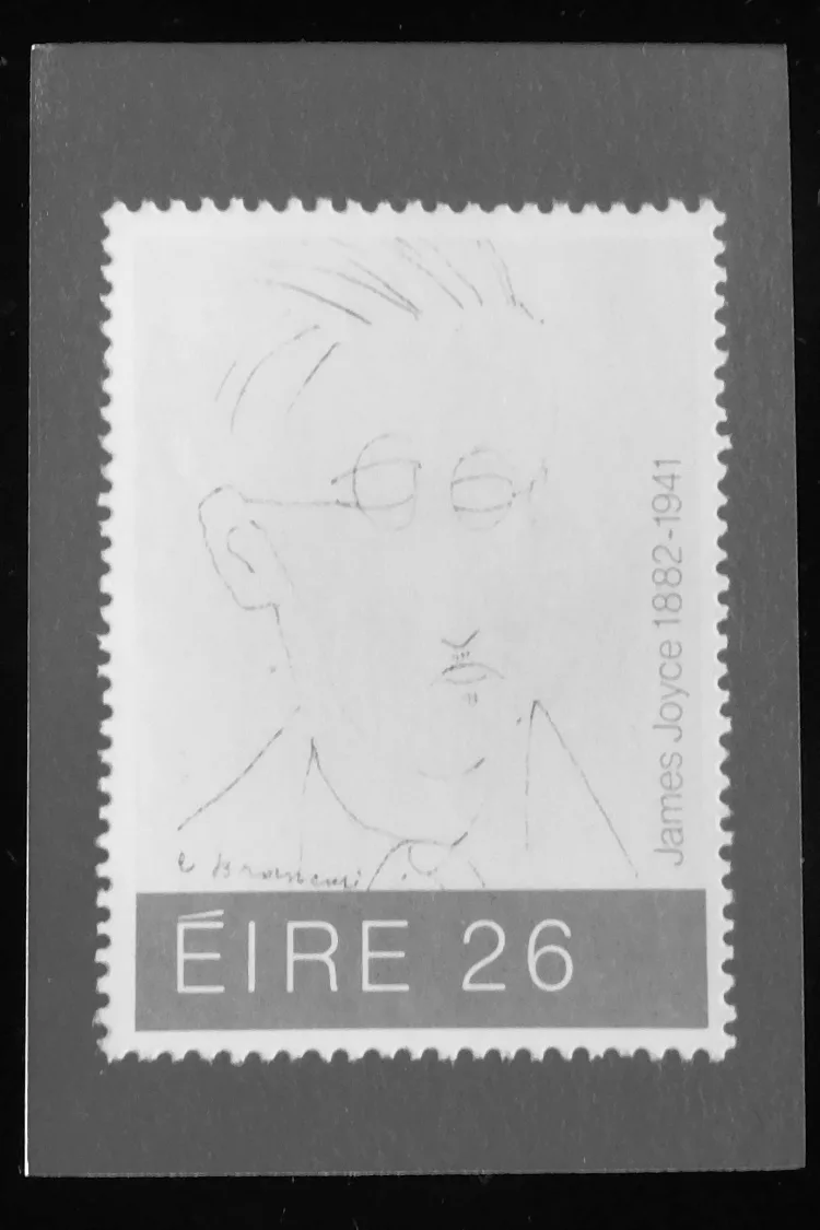 Colour photo of 1982 Irish postage stamp featuring James Joyce