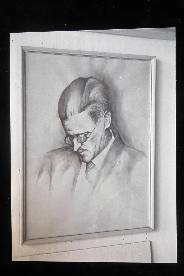 Photo of 1973 portrait of James Joyce by Ton Mars