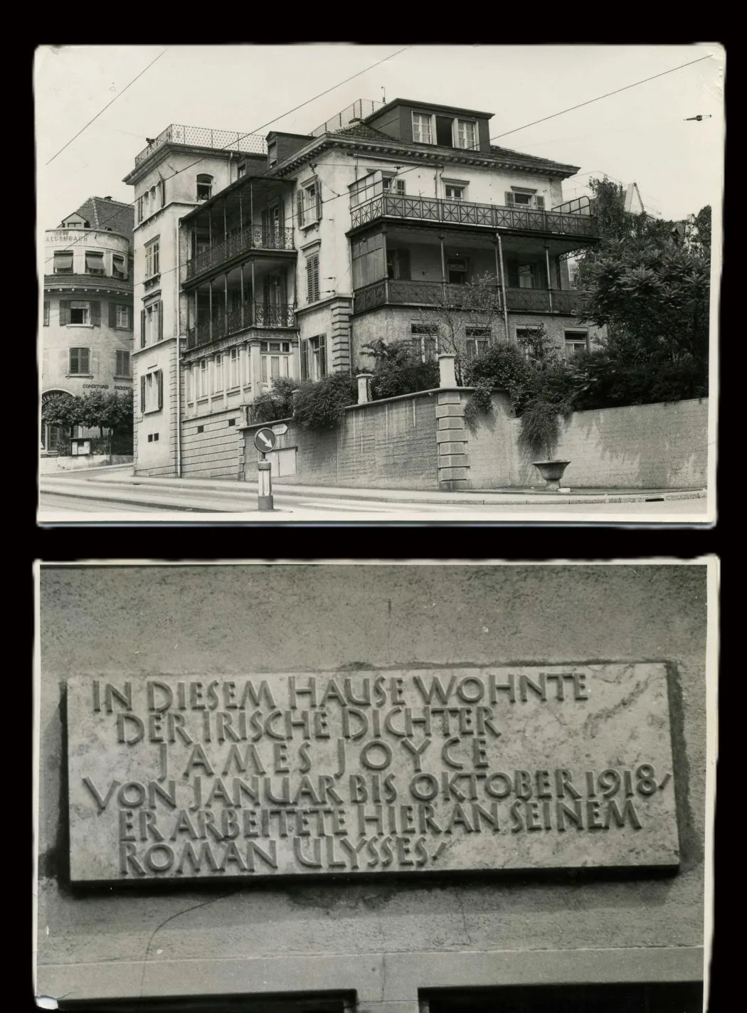 2 photos of James Joyce's residence at Universitatstrasse 38, Zurich