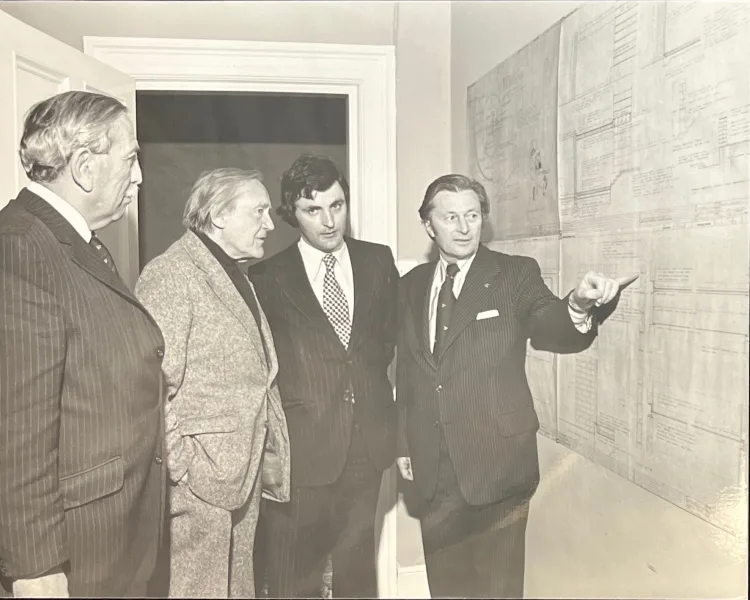 6 photos of reception in April 1978 to announce plans for Joyce Tower extension