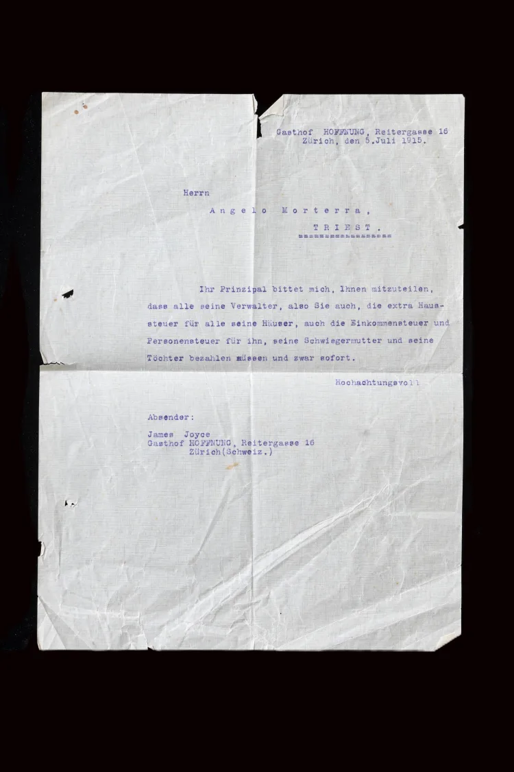 Carbon TS copies of 2 letters from James Joyce to Angelo Morterra, 1916