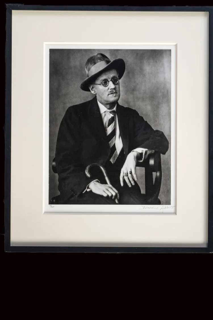 Photograph of James Joyce, portrait, by Berenice Abbot, Paris 1928